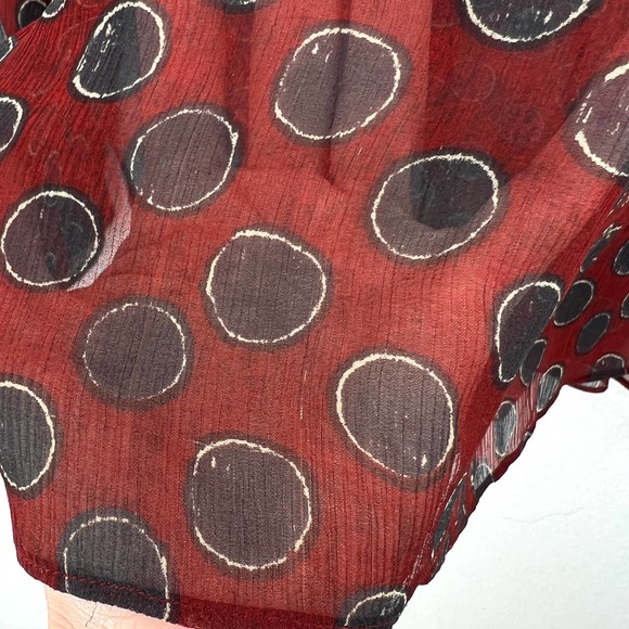 ISABEL MARANT Shirt Womens 34 XS Rust Red Polka Dot Sheet Silk Long Sleeve - Picture 12 of 16